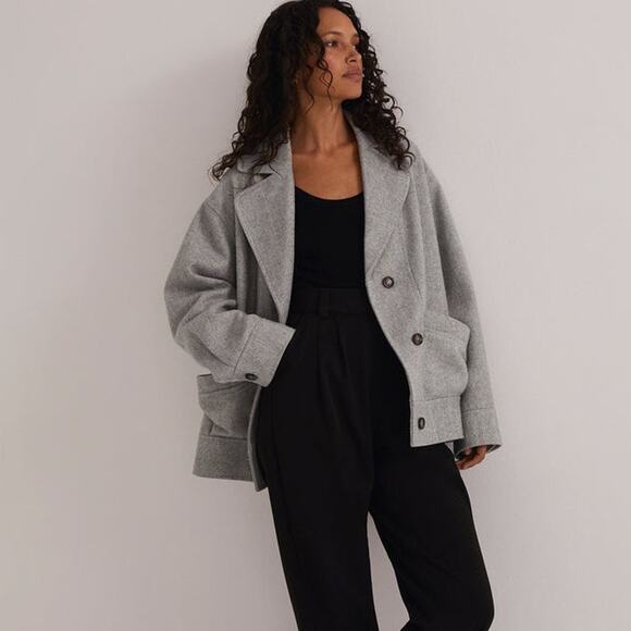 NWT Favorite Daughter THE NICO BOMBER Size XXL in Grey Wool Blend - Picture 1 of 13
